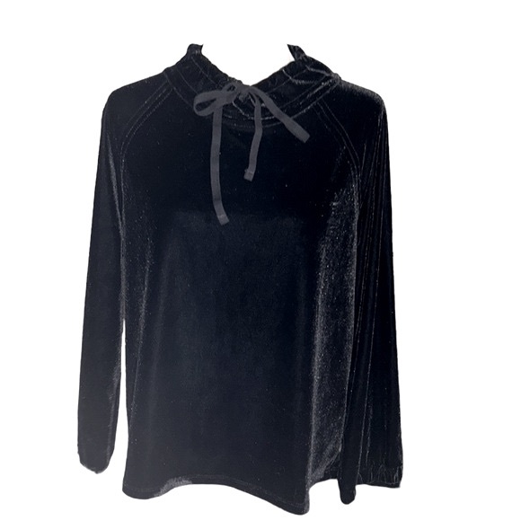 NWT Anthropologie Dylan Black Velvet Raglan Sleeve Pullover Top - S - Picture 4 of 15